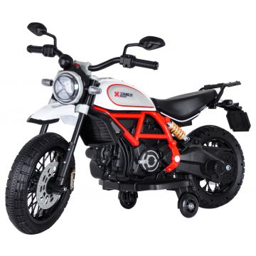 Motocicleta Electrica Copii Ducati Scrambler Alba 12V